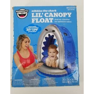 Big Mouth Inc Nibbles Shark Lil Canopy Pool Float Toddler Inflatable 12-36 Month